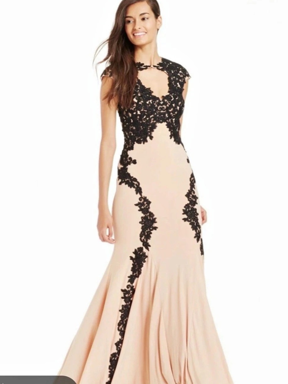 Betsy & Adam Lace Maxi Dress in Pink & Black Size 4